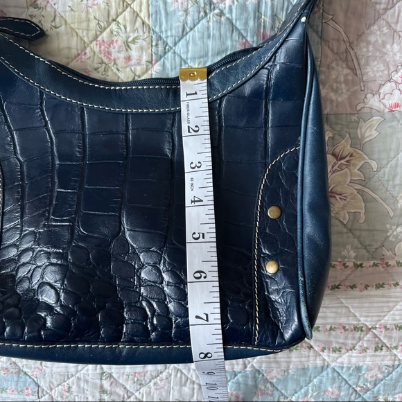 Wilson Leather Shoulder Bag Navy Blue Embossed Purse - Picture 8 of 10